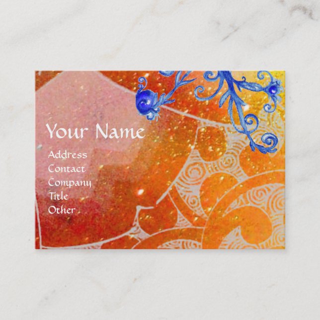 WAVES 2,bright vibrant yellow brown purple blue Business Card (Front)