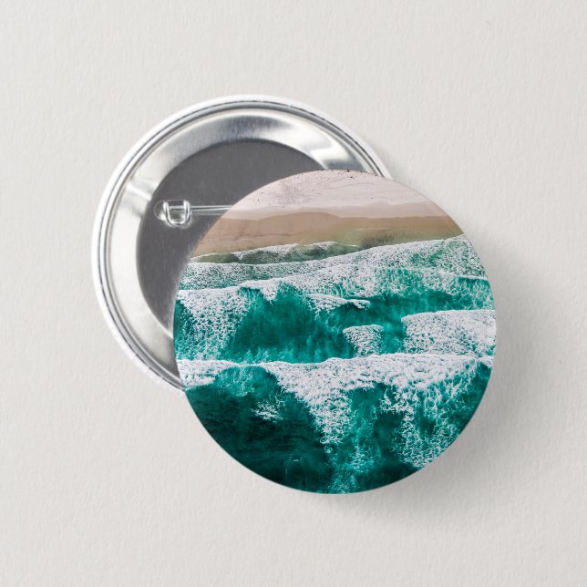 Waves 6 Cm Round Badge (Front & Back)