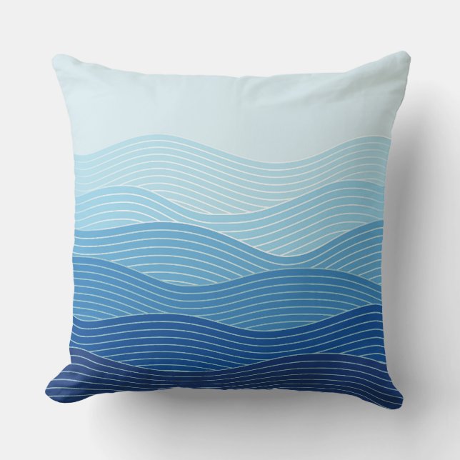 Waves Abstract Minimalist Composition Cushion (Front)