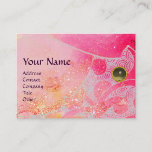 WAVES AGATE MONOGRAM,bright pink grey purple blue Business Card