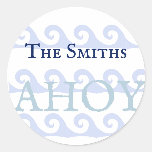 Waves Ahoy Custom Classic Round Sticker (Front)
