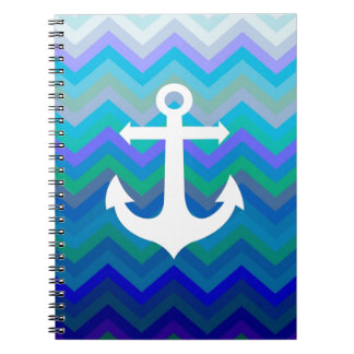 Waves & Anchor Spiral Notebook