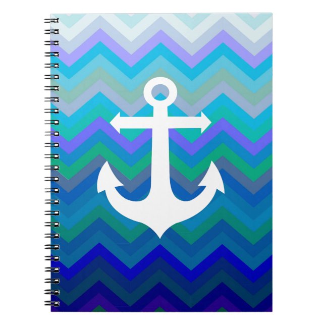 Waves & Anchor Spiral Notebook (Front)