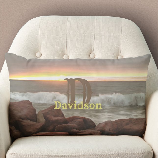 Waves and Boulders 0893 Lumbar Cushion (Creator Uploaded)