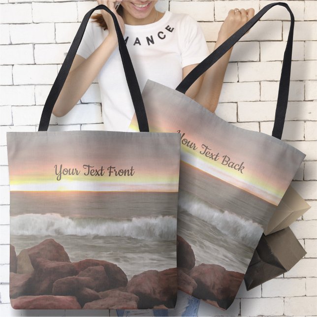 Waves and Boulders 0893 Tote Bag (Creator Uploaded)