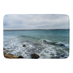 Waves And Fishing Boats On The Ocean,  Bath Mat