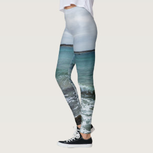 Waves And Fishing Boats On The Ocean,  Leggings