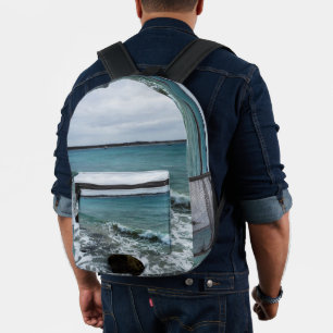 Waves And Fishing Boats On The Ocean, Printed Backpack