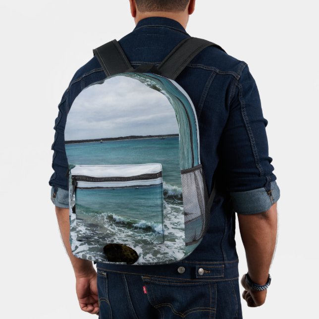 Waves And Fishing Boats On The Ocean,  Printed Backpack (Insitu (Model))