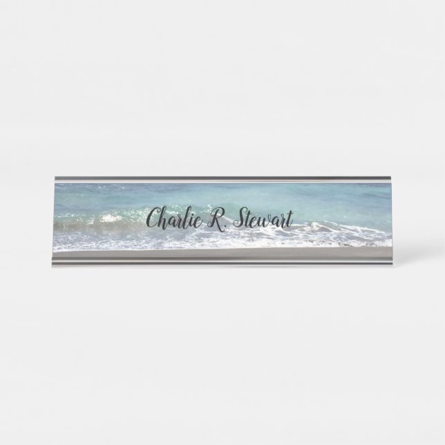 Waves and Sand Beach Desk Name Plate (Front)