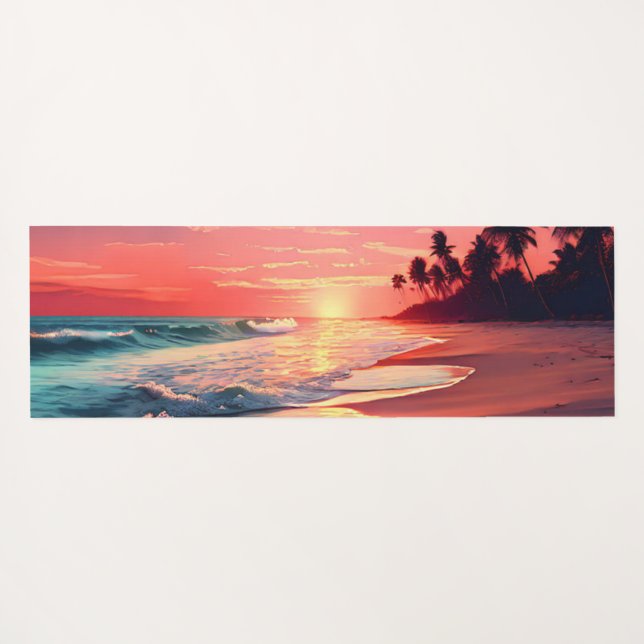 Waves and Sand Tropical Beach Yoga Mat (Back (Horizontal))