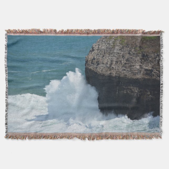 Waves at Kilauea in Hawaii Throw Blanket (Front)