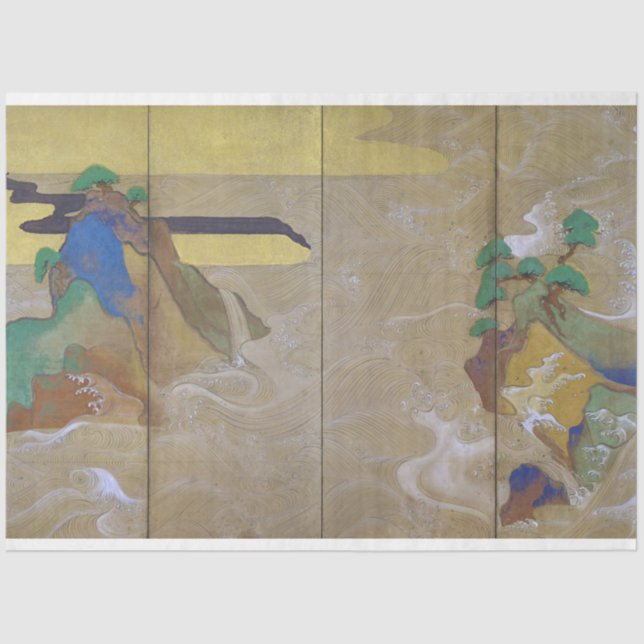 Waves at Matsushima (Left), Tawaraya Sotatsu Tissue Paper (Front)