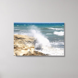 Waves at the beach-windy day canvas print