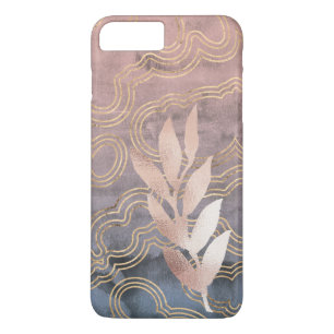 Waves Bckgrnd Pink/ Blue/ Gold w/Rose Gold Leaves Case-Mate iPhone Case