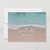 Waves Beach Wedding Photo Save the Date