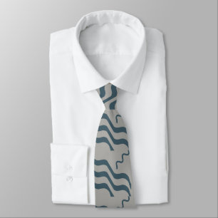 Waves Beachy Design Blue Grey Tie