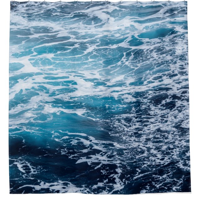 Waves Blue Ocean Summer Beach Shower Curtain (Front)