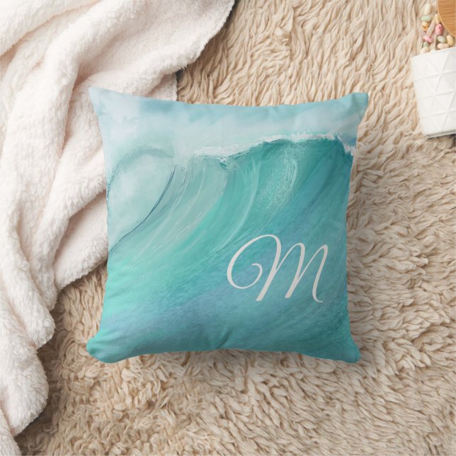 Waves Blues Aquas Custom Modern Cushion (Blanket)