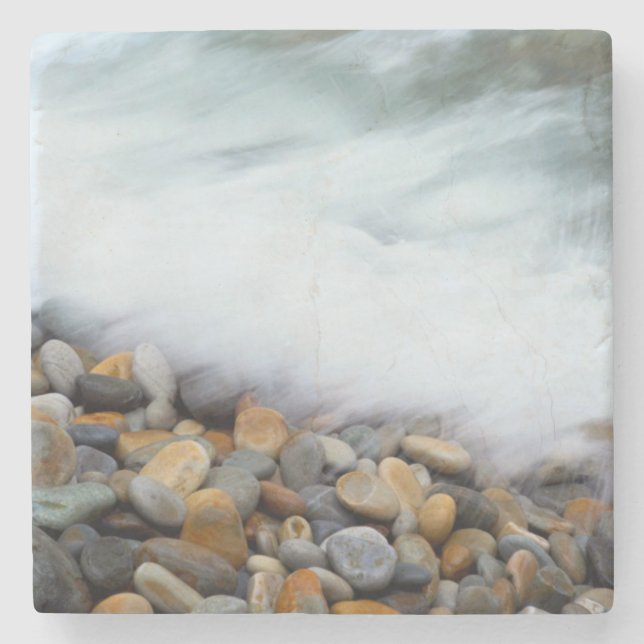 Waves Breaking Onto Pebbles, Tsitsikamma Stone Coaster (Front)