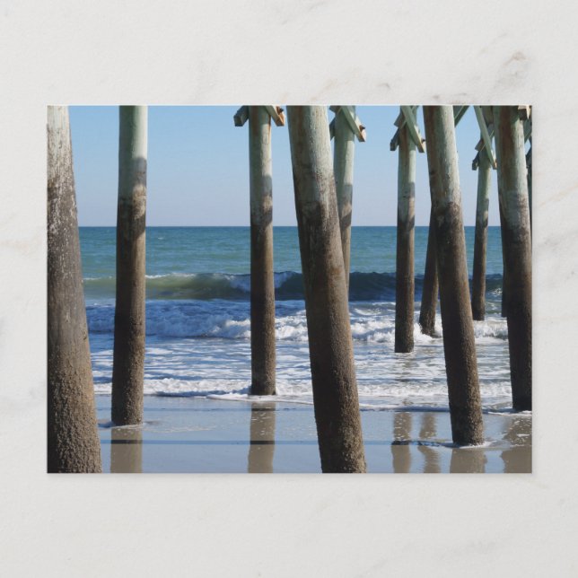 Waves Breaking Under the Pier at Myrtle Beach Postcard (Front)
