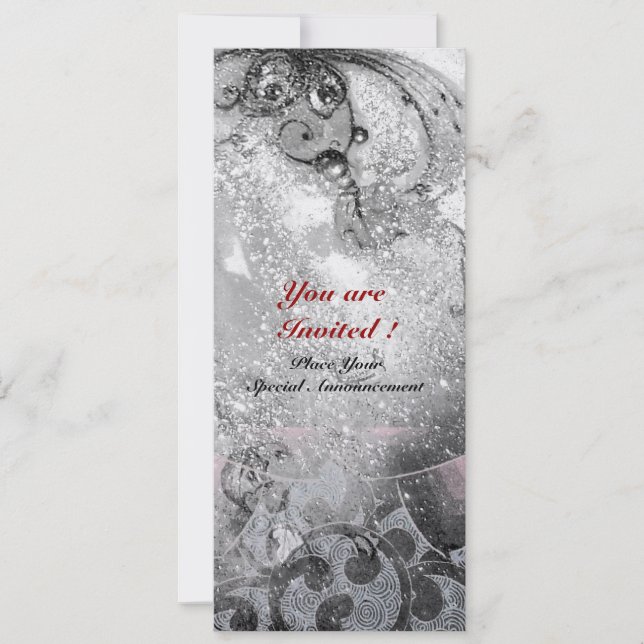 WAVES bright ice metallic black white sparkles Invitation (Front)