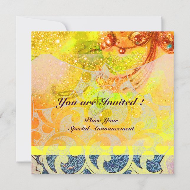 WAVES , bright red brown yellow blue pink sparkles Invitation (Front)