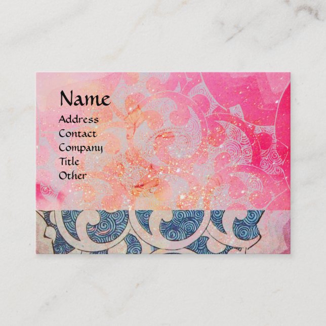 WAVES, bright,vibrant pink blue Business Card (Front)