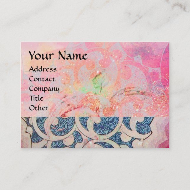 WAVES, bright,vibrant pink blue Business Card (Front)