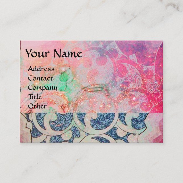 WAVES, bright,vibrant pink blue Business Card (Front)