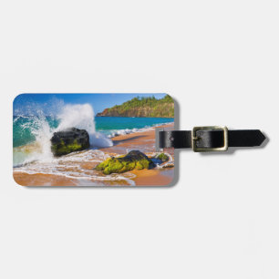 Waves crash on the beach, Hawaii Luggage Tag