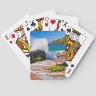 Waves crash on the beach, Hawaii Playing Cards
