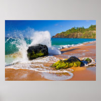 Waves crash on the beach, Hawaii