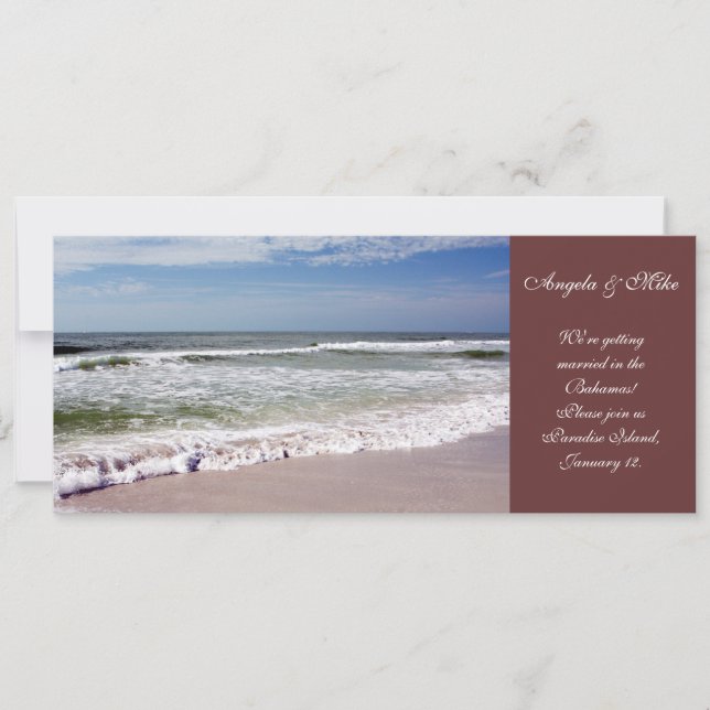 Waves Crash on the Sandy Beach Invitation (Front)