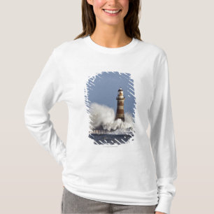 Waves Crashing Against Roker Lighthouse T-Shirt