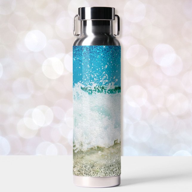 Waves Crashing Against The Beach with Sparkle Water Bottle (Creator Uploaded)