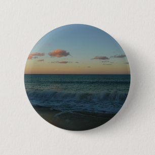 Waves Crashing at Sunset Beach Landscape 6 Cm Round Badge