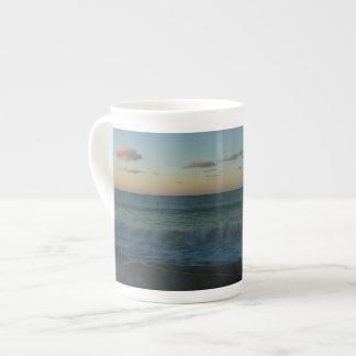 Waves Crashing at Sunset Beach Landscape Bone China Mug