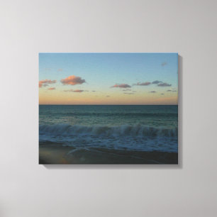 Waves Crashing at Sunset Beach Landscape Canvas Print