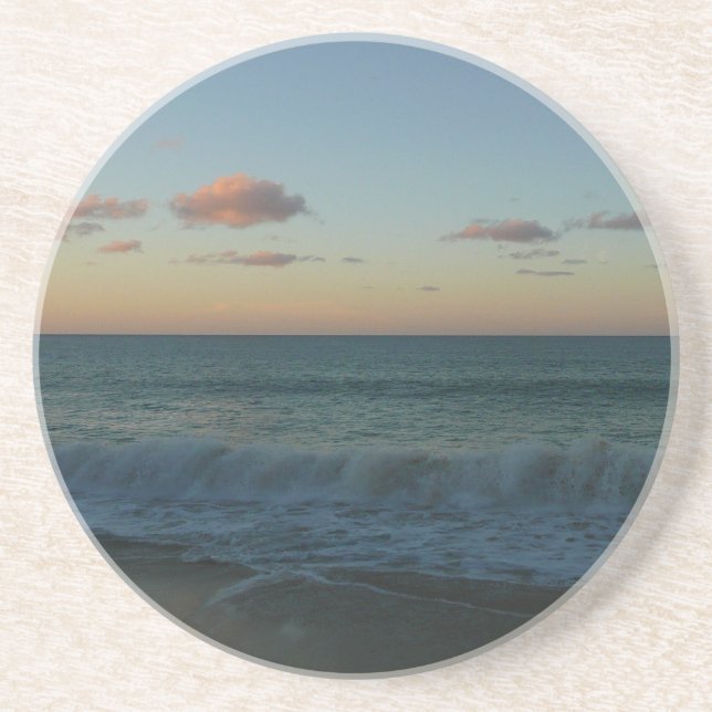 Waves Crashing at Sunset Beach Landscape Coaster (Front)