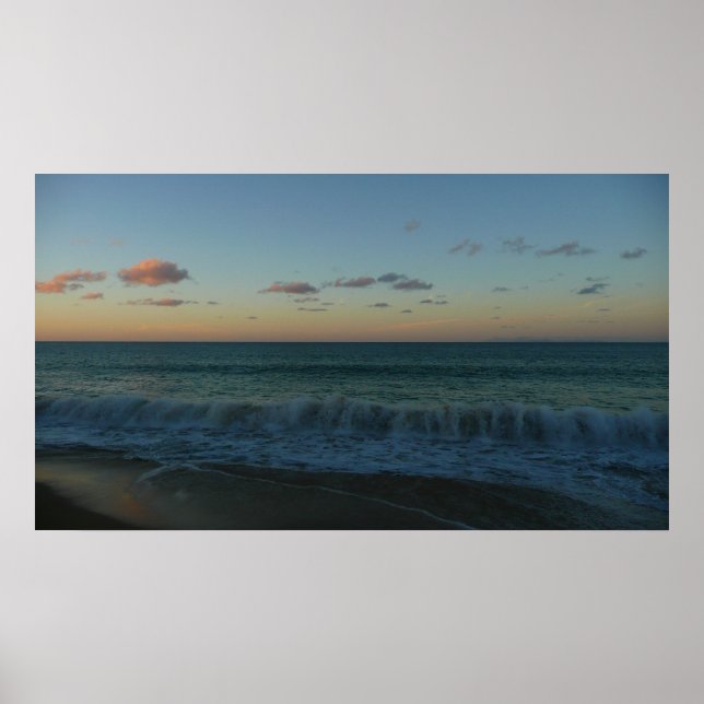 Waves Crashing at Sunset Beach Landscape Poster (Front)