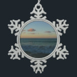 Waves Crashing at Sunset Beach Landscape Snowflake Pewter Christmas Ornament<br><div class="desc">I found this pretty picture from our anniversary trip to Saint Lucia when I was looking through our folder of pictures. This photo shows waves crashing on the beach at sunset. Look for more Saint Lucia sunset photos in our store. This picture is also featured as the widescreen wallpaper "Waves...</div>