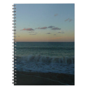 Waves Crashing at Sunset Beach Landscape Spiral Notebook