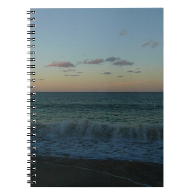 Waves Crashing at Sunset Beach Landscape Spiral Notebook (Front)