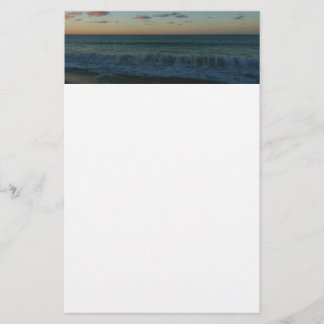 Waves Crashing at Sunset Beach Landscape Stationery