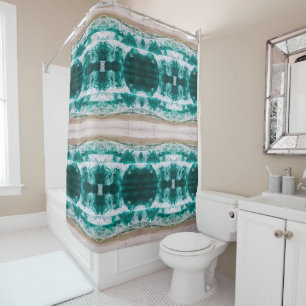 Waves crashing on a sandy beach large pattern shower curtain