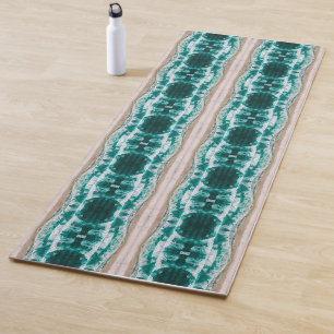 Waves crashing on a sandy beach pattern yoga mat