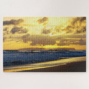 Waves Crashing on Kauai Beach at Sunset, Hawaii Jigsaw Puzzle