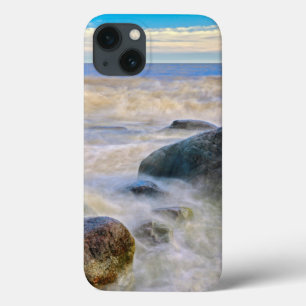 Waves crashing on shoreline rocks iPhone 13 case