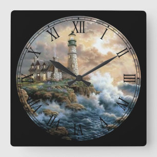 Waves Crashing on the Shore Fine Art Square Wall Clock